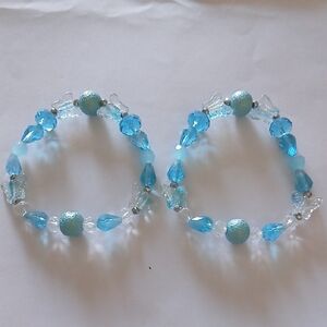 Elegant Blue and Silver Butterfly Beaded Bracelet Set
